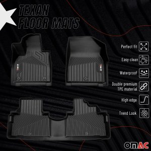 Hyundai Palisade Floor Mats - Omac - 3D Texan Premium TPE - Black - 2020-2025